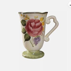 222 Fifth Laura Mug 3420129 Multicolor 6" Tall Floral motif lines Scalloped